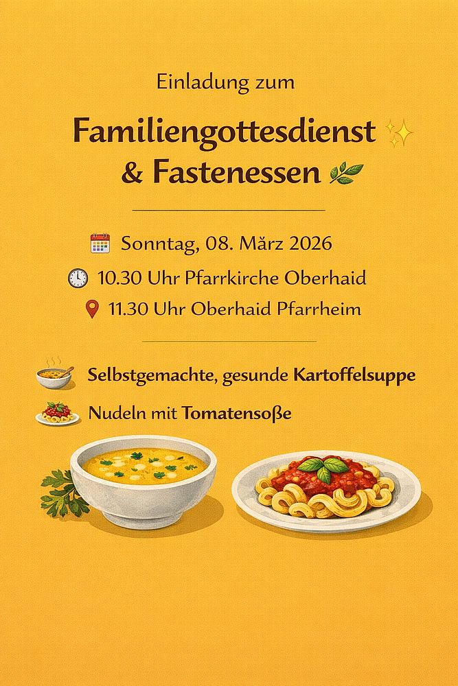 Einladung zum Familiengottesdienst und Fastenessen