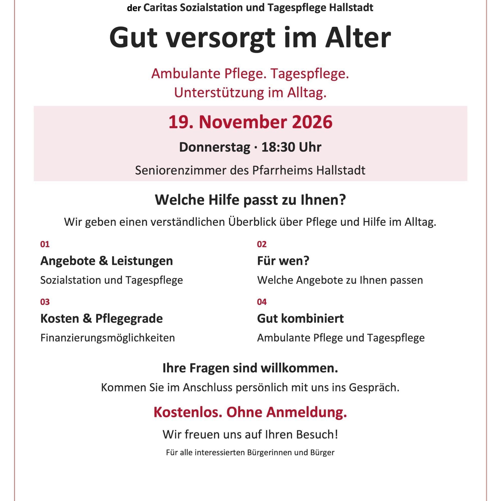 Vortrag Caritas Gut versorgt im Alter